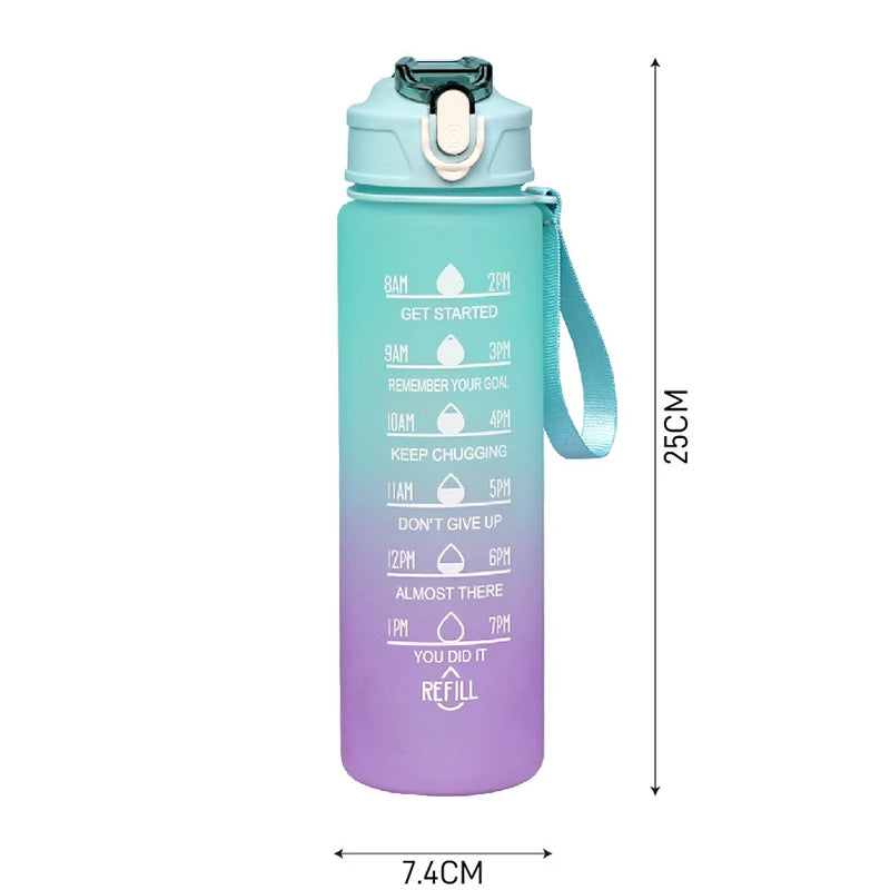 900ML Water Bottle Motivational Sports Bottle With Time Marker Leak-proof Cup Fitness BPA Free Portable Drinkware For Outdoor