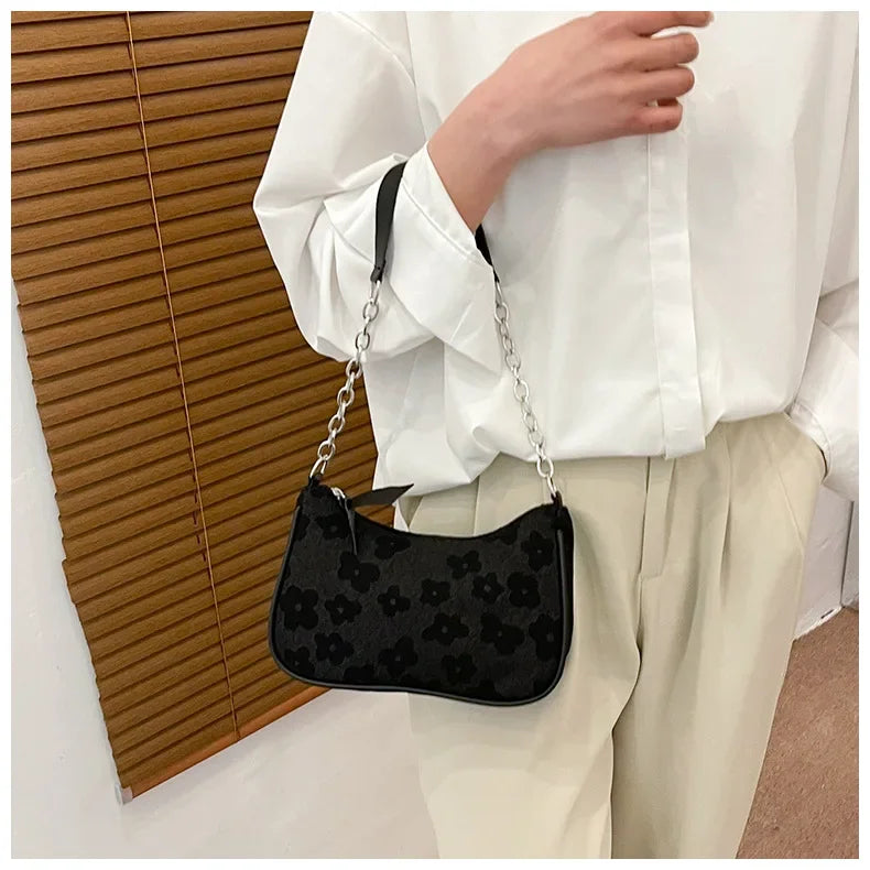 2025 New Fashion Felt Shoulder Bags for Women Small Casual Underarm Bag Female Hand Crossbody Bags for Women Purses and Handbags