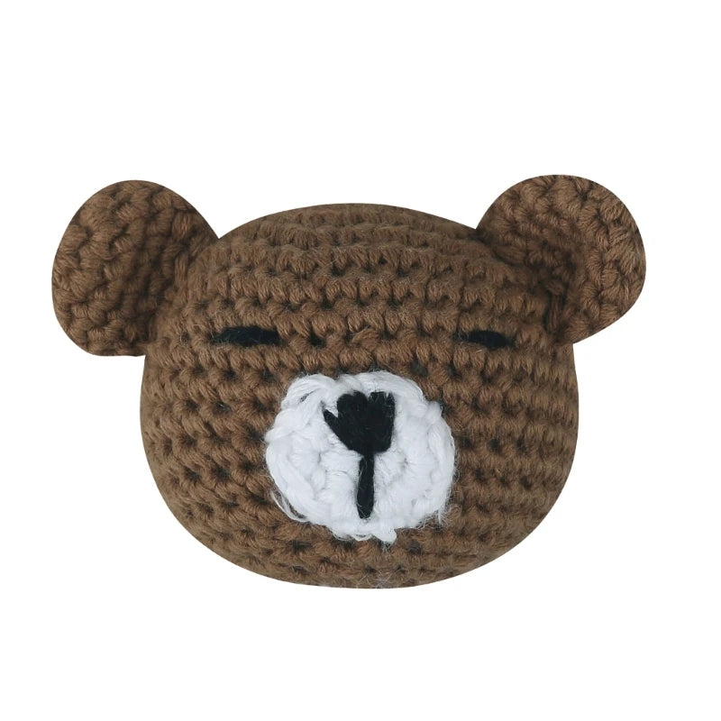 Crochet Animal Baby Pacifier Clip Accessories Handmade Knitted Bunny Teether Beads Newborn Nipple Clip Dummy Soother Holder Toy