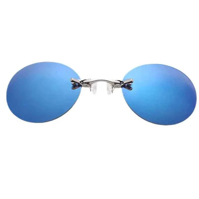 Sunglasses Mini Frameless Vintage Men Eyeglasses1/2pcs Clip On Nose Glasses Round Rimless Frameless Vintage Men Eyeglasses