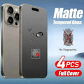 4Pcs Matte Full Screen Protector for iPhone 17 16 15 14 Pro Max 16e 15 14 Plus 13 12 11 Pro XR XS Max 9H Hardness Tempered Glass