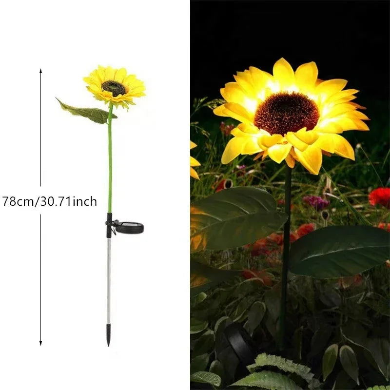 3-Head LED Solar Garden Lights Sunflower Lights Solar Outdoor Lawn Lights Garden Landscape for Porch Landscape Yard Decorations