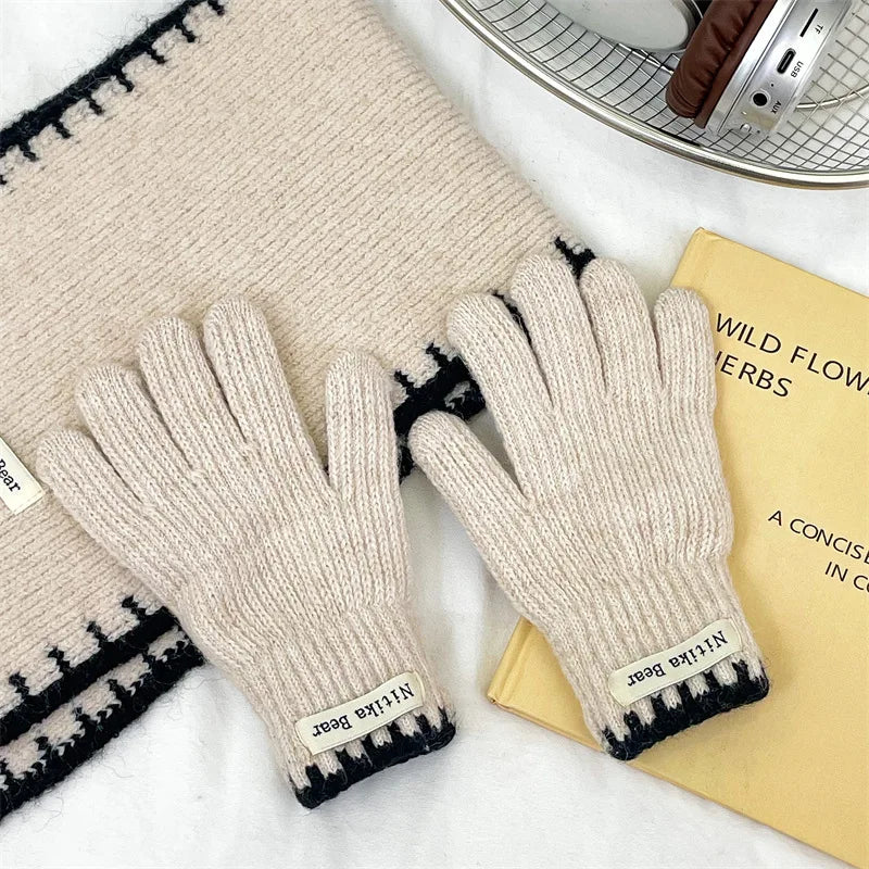 Kids Knitted Gloves 2-10 Years  Girls Winter Warm Five Finger Boys Fashion Icold Protection Ns Style Simple Children Students