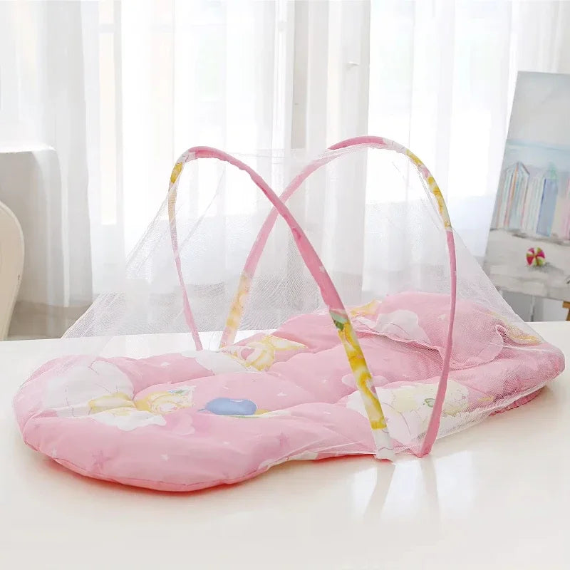 Baby Bed Infant Mosquito Nets Foldable with Cotton Pillows Portable Folding Baby Bedding Crib Netting Mosquito Prevention