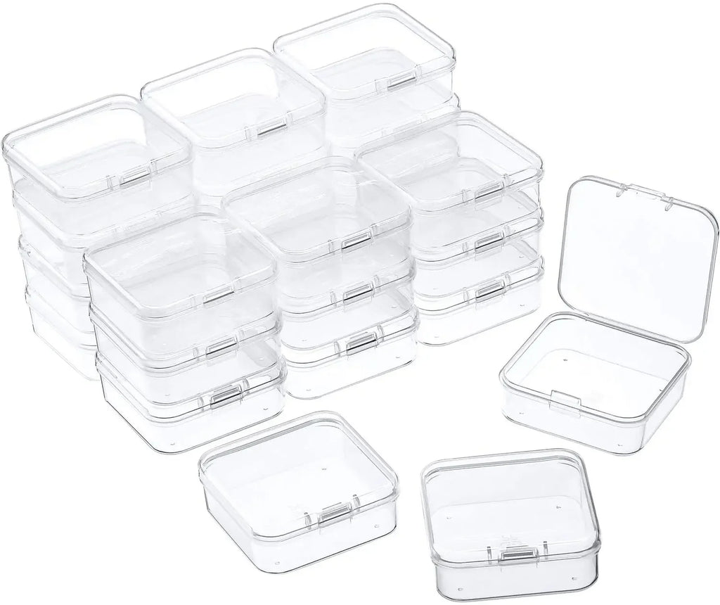 6PCS Mini Storage Box Transparent Square Plastic Box Earrings Jewelry Packaging Storage Small Square Box Jewelry Organizer