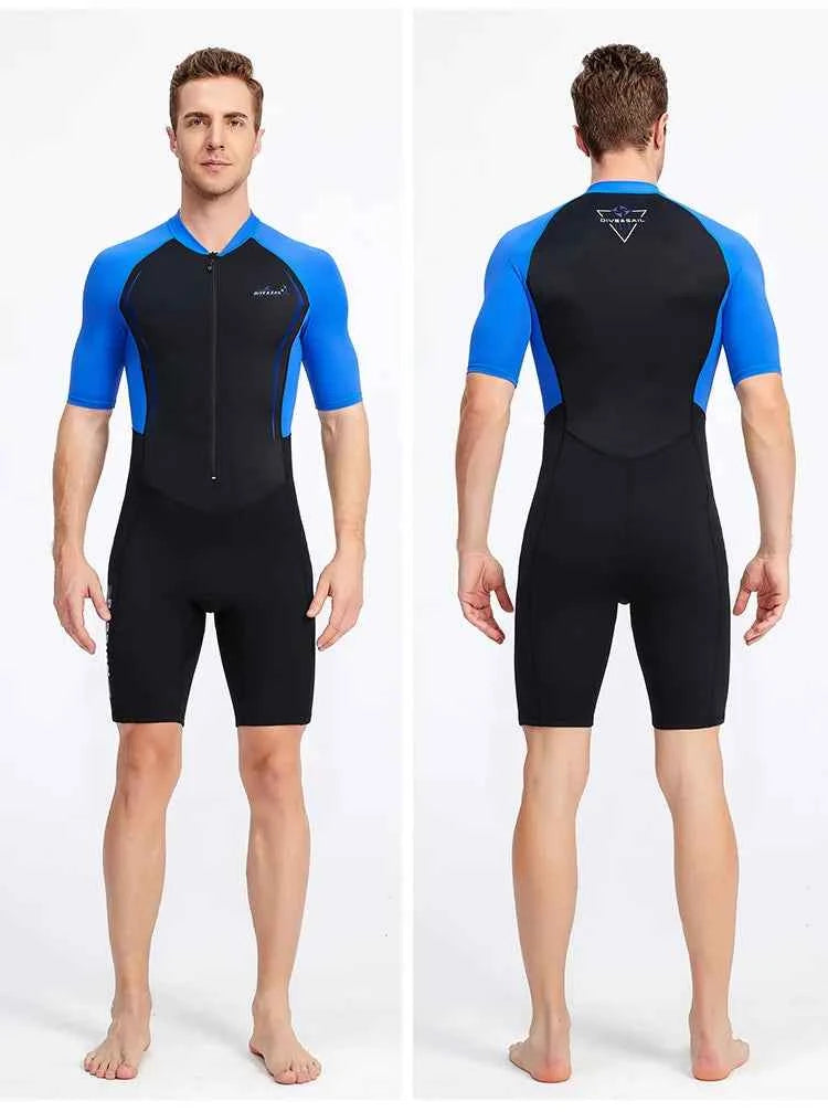 Men Women New Couple Diving Suit One-piece Sunscreen Swimsuit Short-sleeved Shorts 1.5mm Snorkeling Surfing Warm Shorty Wetsuit