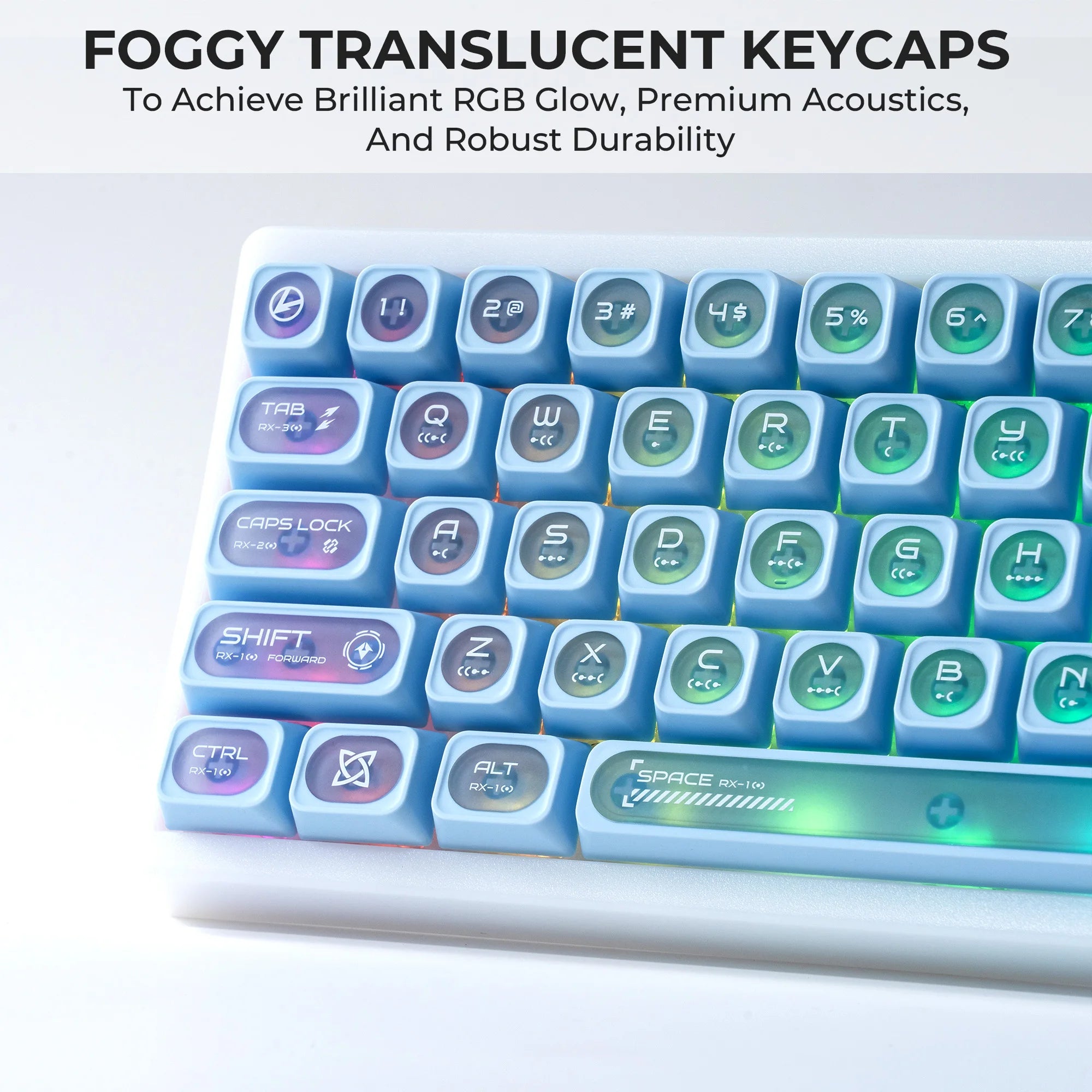 XVX White Shine Through Cats eye MAX Profile Dye-Sub PBT Keycap Set 136-Key