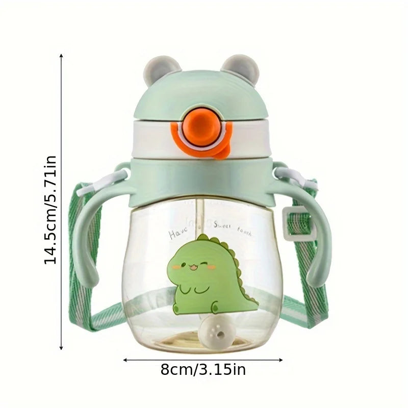 Cute Cartoon-Style Direct Drinking Water Bottle with a Plastic Handle, Designed for Learning to Drink.
