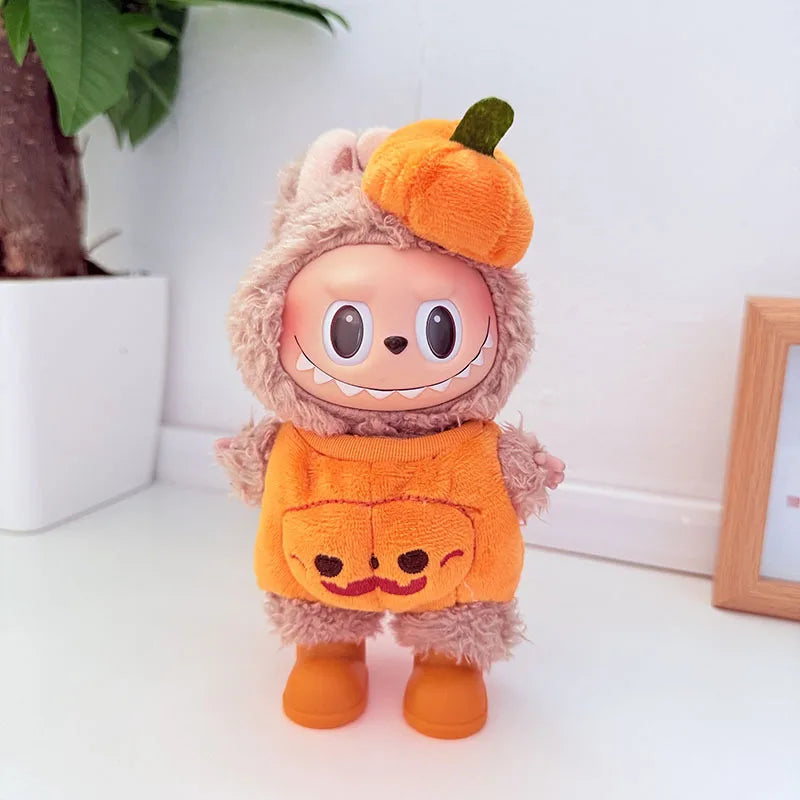 17cm Dolls Clothing For Labubu Outfit Accessories Sitting Party Halloween Trick-Or-Treat Series Accessory Pumpkin Hat Clothes
