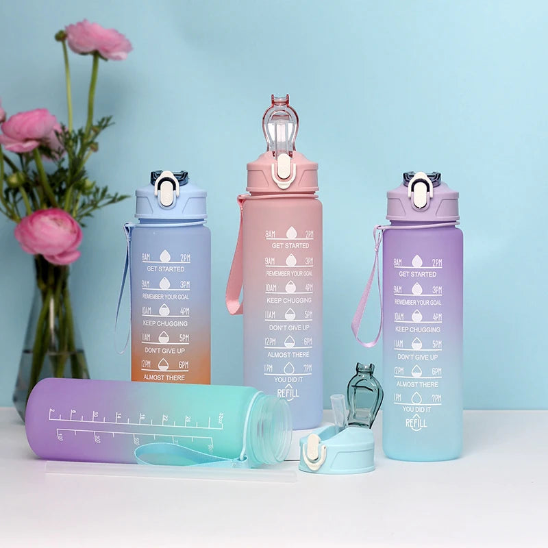 900ML Water Bottle Motivational Sports Bottle With Time Marker Leak-proof Cup Fitness BPA Free Portable Drinkware For Outdoor