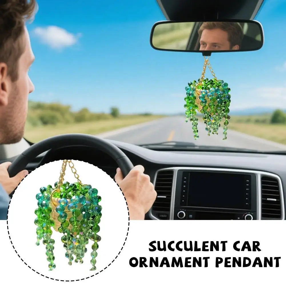 Basket Shaped Mirror Decor Stylish Car Interior Decoration Crystal Sun Plant Hanger Bohemian-Style Decor Enthusiast For Home