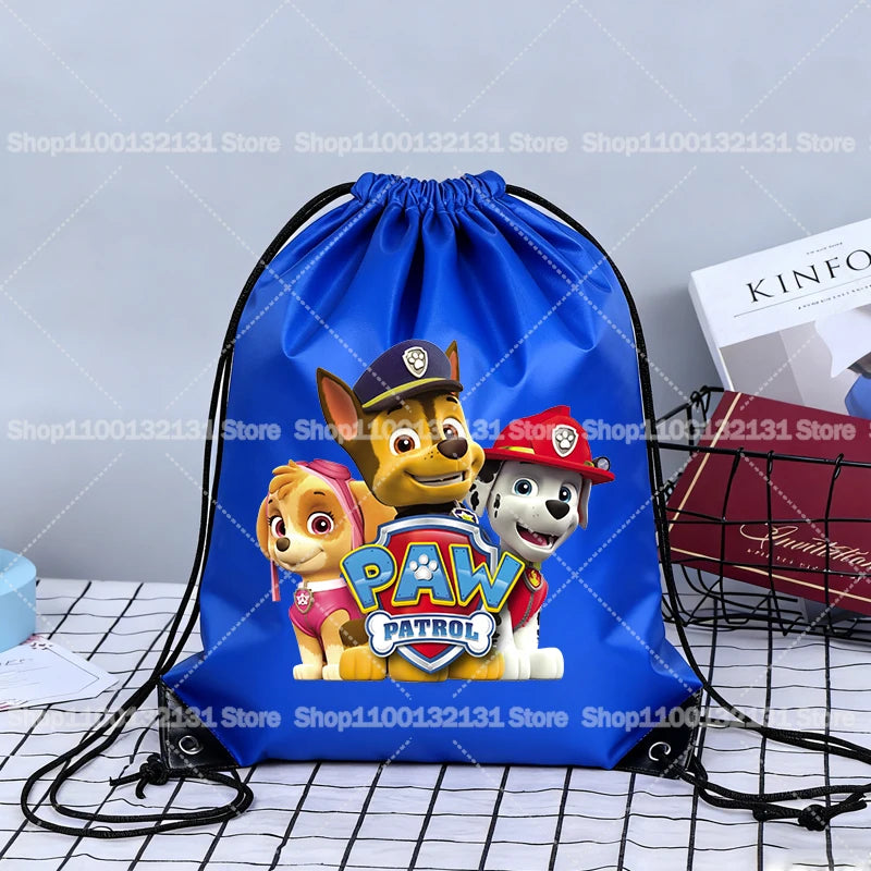 Paw Patrol Drawstring Bags Anime Chase Bundle Pockets Cartoon Portable Polyester Storage Pouches Boys Girls Shoulders Bag Gift