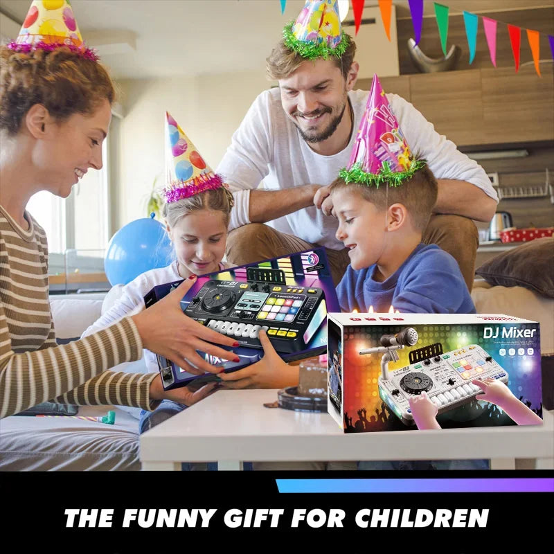 Kids Simulation DJ Mixer Controller Toys Multifunctional Music Effects Electronic Piano Keyboard Learning Birthday Gift Boy Girl