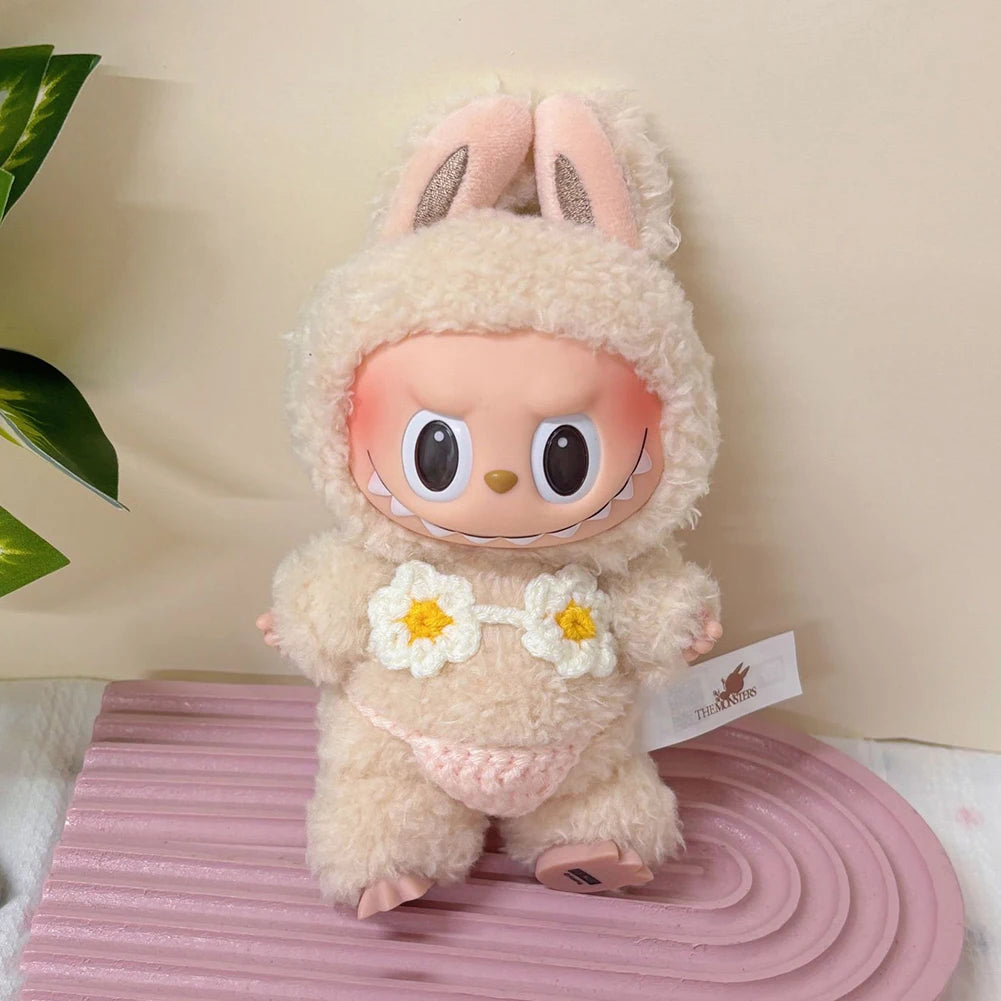 Mini Doll'S Clothes Outfit Accessories For 15-17cm Labubu Idol and 10cm cotton doll Solid color one-piece swimsuit Clothing Gift