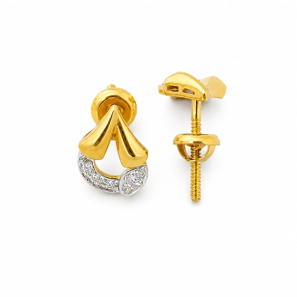 Namivaa 18Kt Yellow Gold Diamond Micro Insert Designer Stud Earrings Women High Polish Contemporary Party Wedding Daily Wear
