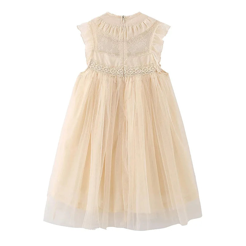 Bohemia Summer Dress For Girls Tulle Lace Sleeveless Princess Flower Girls Wedding Birthday Ball Gown Party Dresses Clothes