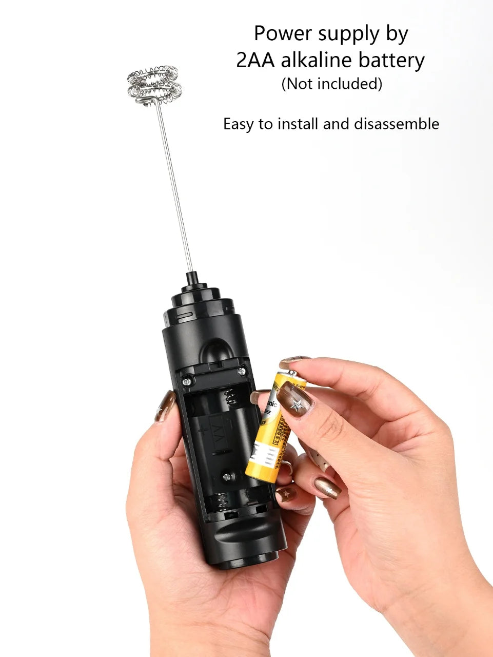 Portable AA Battery Powered Electric Milk Frother Coffee Cream Mixer Egg Beater Kitchen Blender for Coffee Lovers