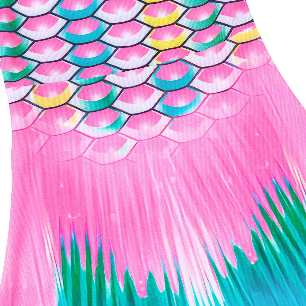 Girls One-Piece Mermaid Tail Swimsuit, Cute Beach Bathing Suit, Children Performance Cosplay Costume, Kids Dress Up Clothes