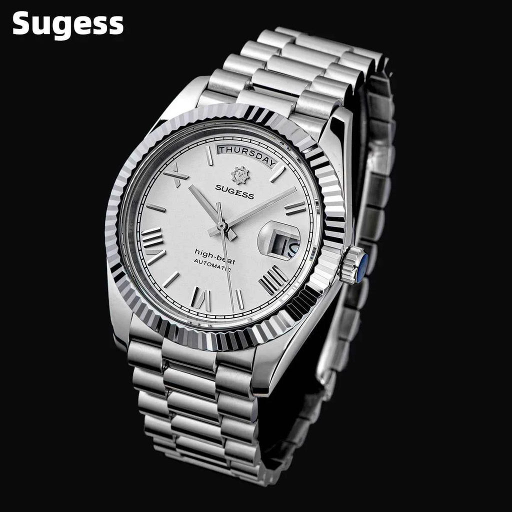 Sugess 40mm Men's Watches Automatic Date Mechanical Day Wristwatch Peacock SL3034 Movement Sapphire Waterproof Luxury Retro New