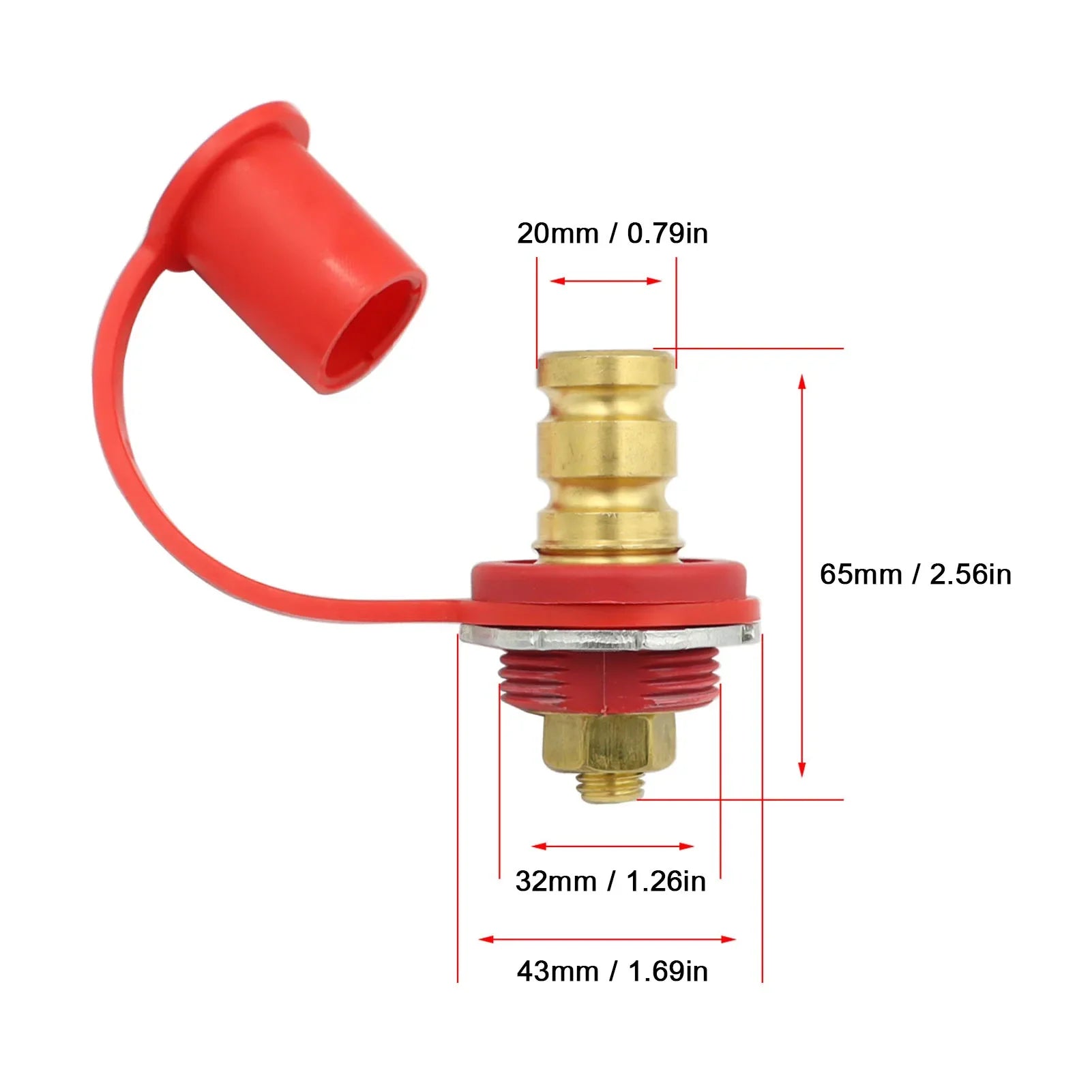 Battery  Post Kit 20mm Stud  Car RV Truck Charging Pile Jumper Terminal Black Red Battery  Terminal