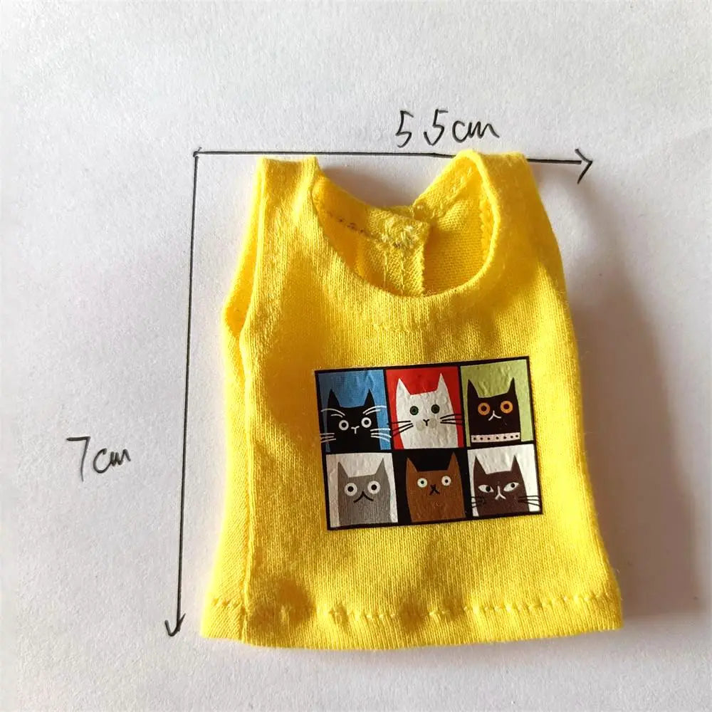 NEW Blyth Clothes T-Shirt Vest   Cute Cat print Vest clothes for Blyth, Momoko, Obistu, Licca , FR 1/6 Dolls Accessories