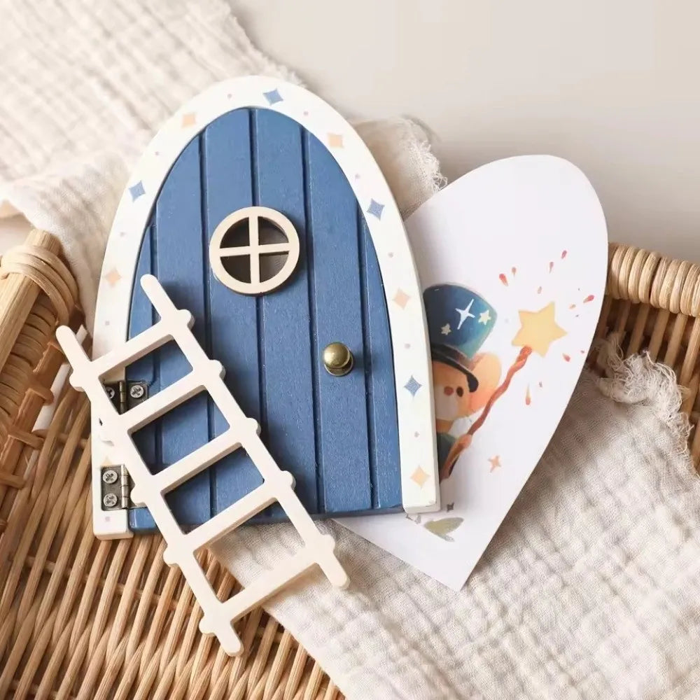 Glows in The Dark Window Dollhouse Home Decorations Mini Creative Fairy Elf Door Funny Wooden Mouse Hole Nursery Decor