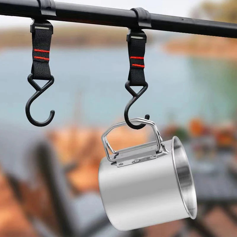 1Pc Stainless Steel Folding Portable CarabinerOutdoor Handle Cup Camping Cups for Home Outdoor Camping Accessories