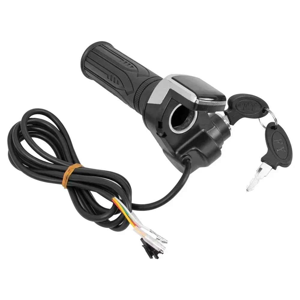 Throttle Grip E-bike Handlebar with Lock Ebike 36V 48V 60V Electric Bicycle Scooter Accelerator Power Indicator Key LED Display
