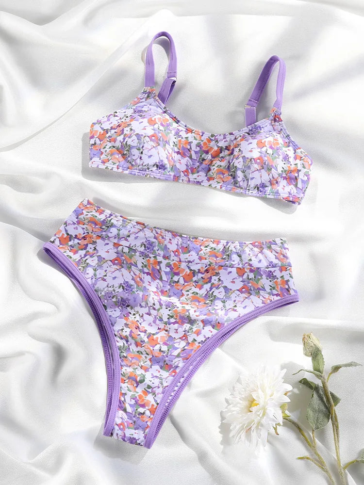 Miyouj Women's Bikini Set Push Up Bathwear 2026 Biquinis Female Swimsuits Print Two-Piece Set High Waist Bathsuits Sexy Swimwear