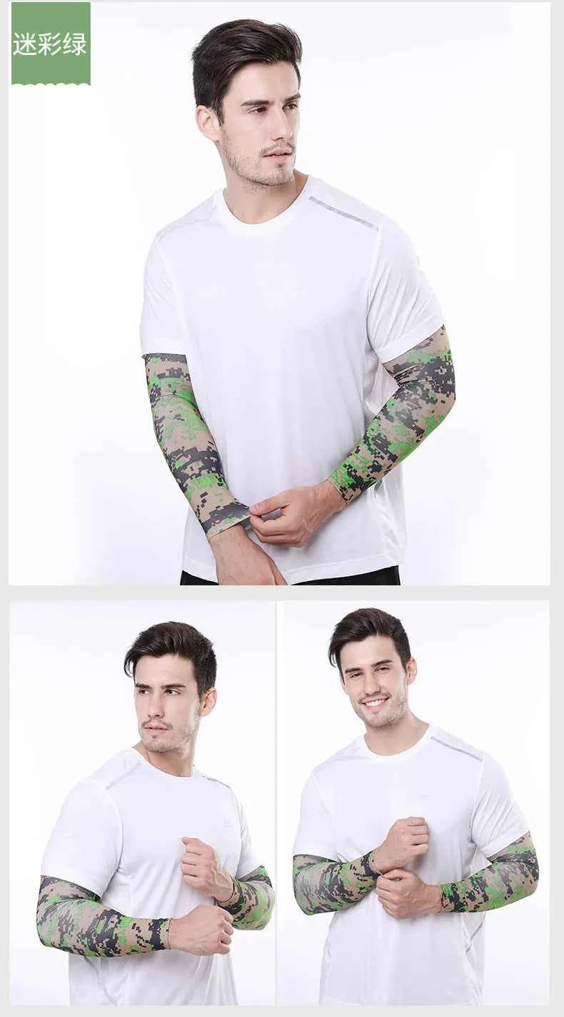 2Pcs Unisex Cooling Arm Sleeves Cover Sports Running UV Sun Protection Outdoor Men Fishing Cycling Sleeves for Hide Tattoos
