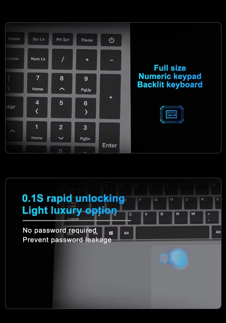 New Windows 11 Pro 15.6" Laptop Computer PC Intel Core i9 10980HK 16GB RAM 1TB SSD Fingerprint Unlock Notebook Backlight Laptop