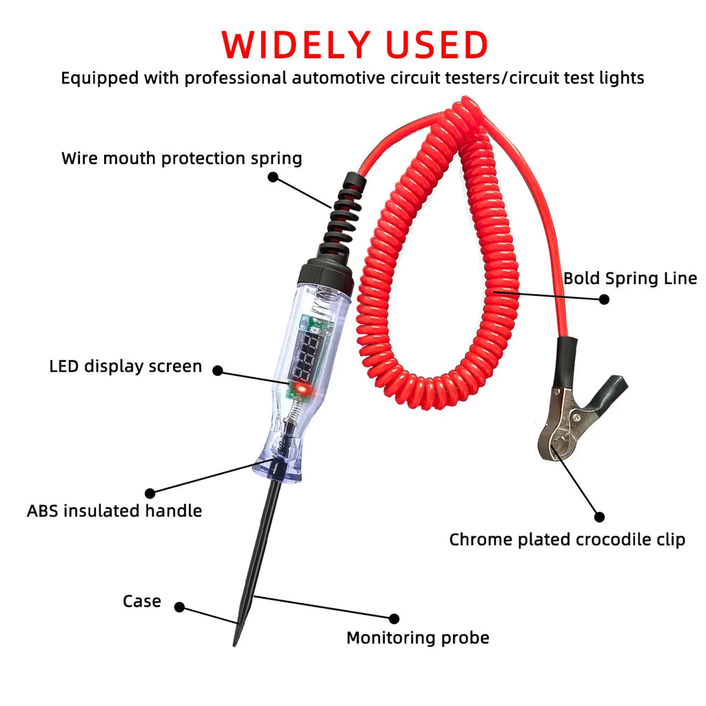High Quality Auto Circuit Tester Truck Voltage Tester Circuit DC 6V 12V 24V Auto Circuit Tester Auto Diagnostic Probe Test Pen