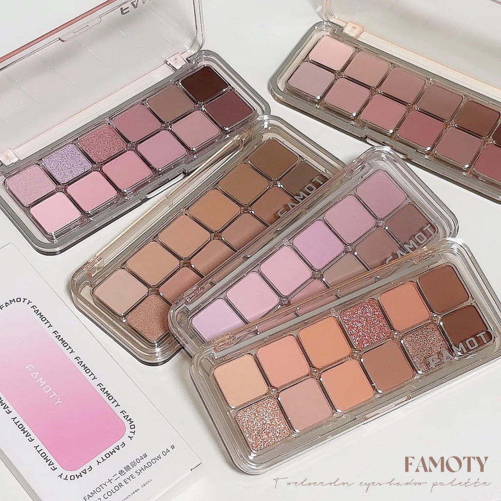 12-Color Low Saturation Matte Eyeshadow Palette Tea Apricot Earth Tones Long Lasting All-Matte Eye Makeup for Daily Use