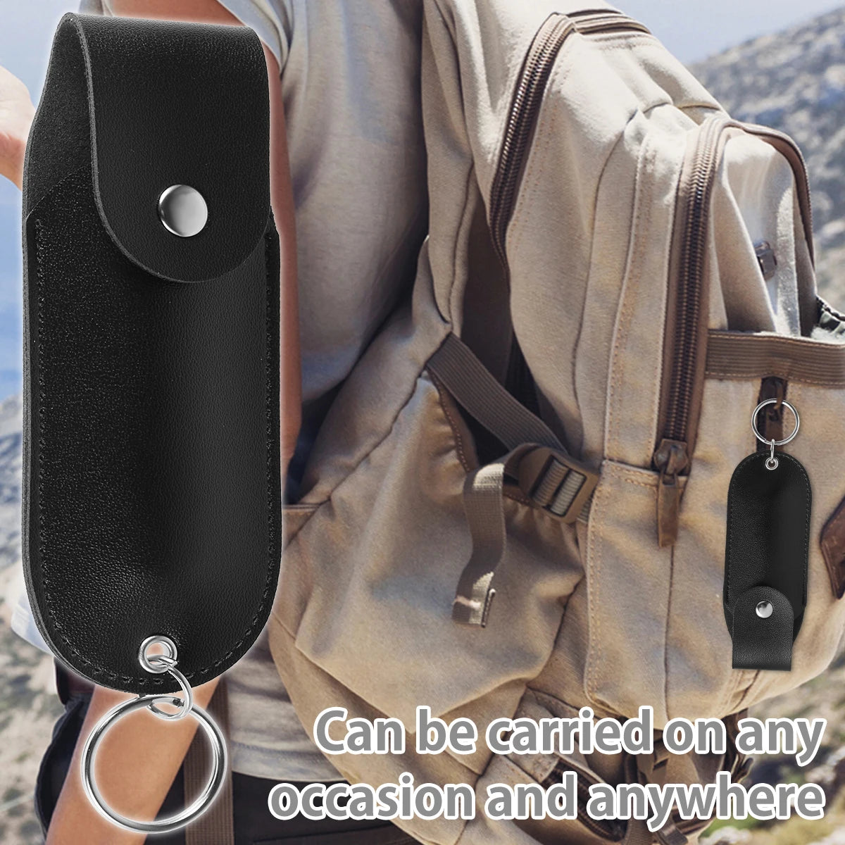 Pepper Spray Holster Mini Portable Pepper Spray Holder Self Defense Spray Leather Holder Keychain Journey Climbing Accessories