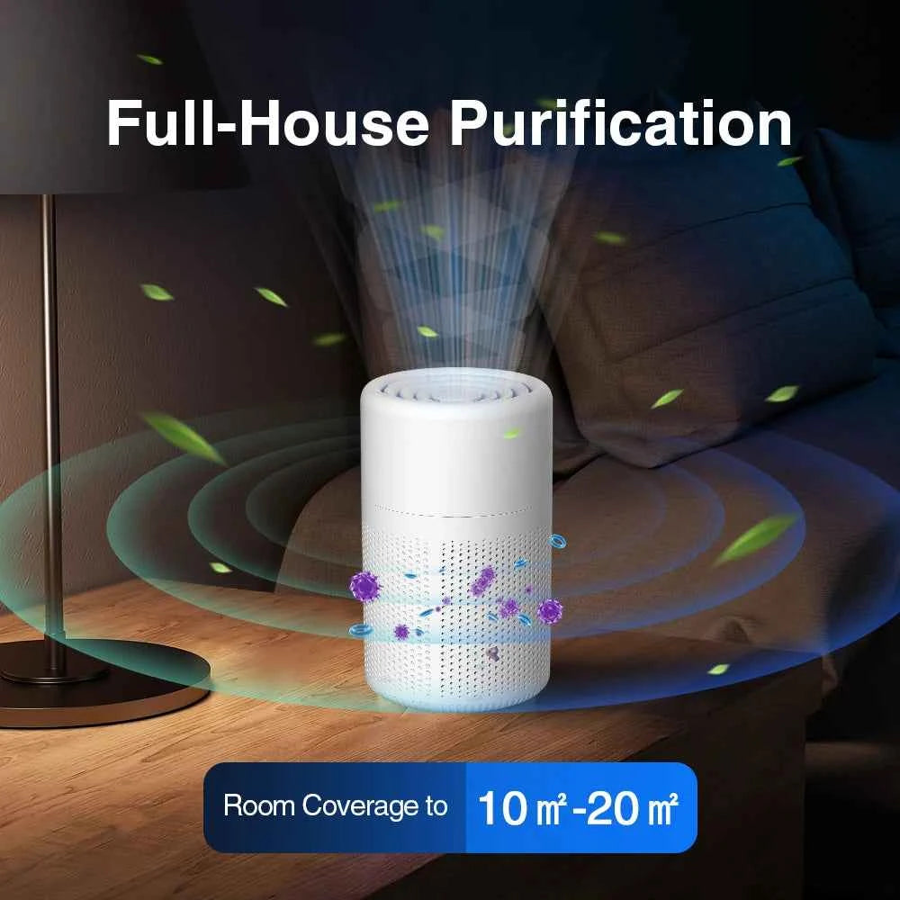 Mini Air Purifier With Activated Carbon Home HEPA Filter Deodorizer Smoke Odor Removal Negative Ion Generator Car Air Freshener