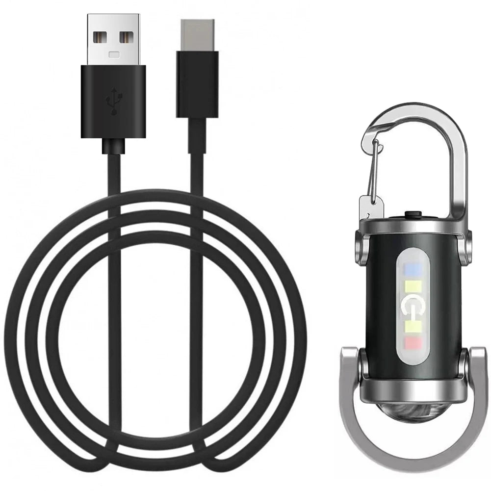 1200LM Super Bright Mini Keyring Torch LED Rechargeable Key Ring Torch for Outdoor Camping