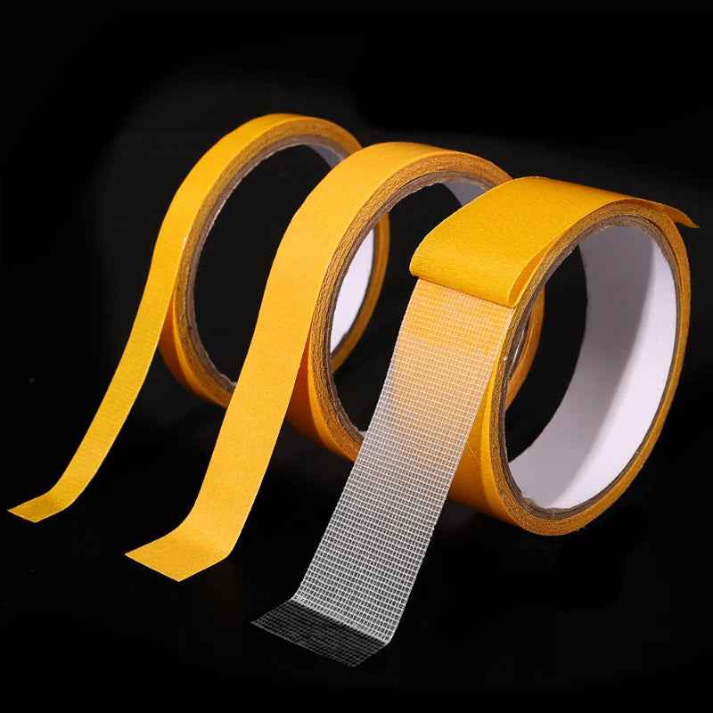 1Roll 5M Double Sided Tape High Viscosity Grid Fiber Transparent Double Sided Tape Sticky Adhesive Fiber Mesh Tape