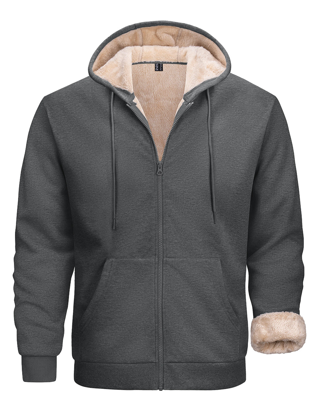 TACVASEN Men's Zip Up Hoodie Sherpa Lined Hooded Sweatshirt Winter Heavyweight Hoodies Warm Thick Fleece Jacket Casual Outwear