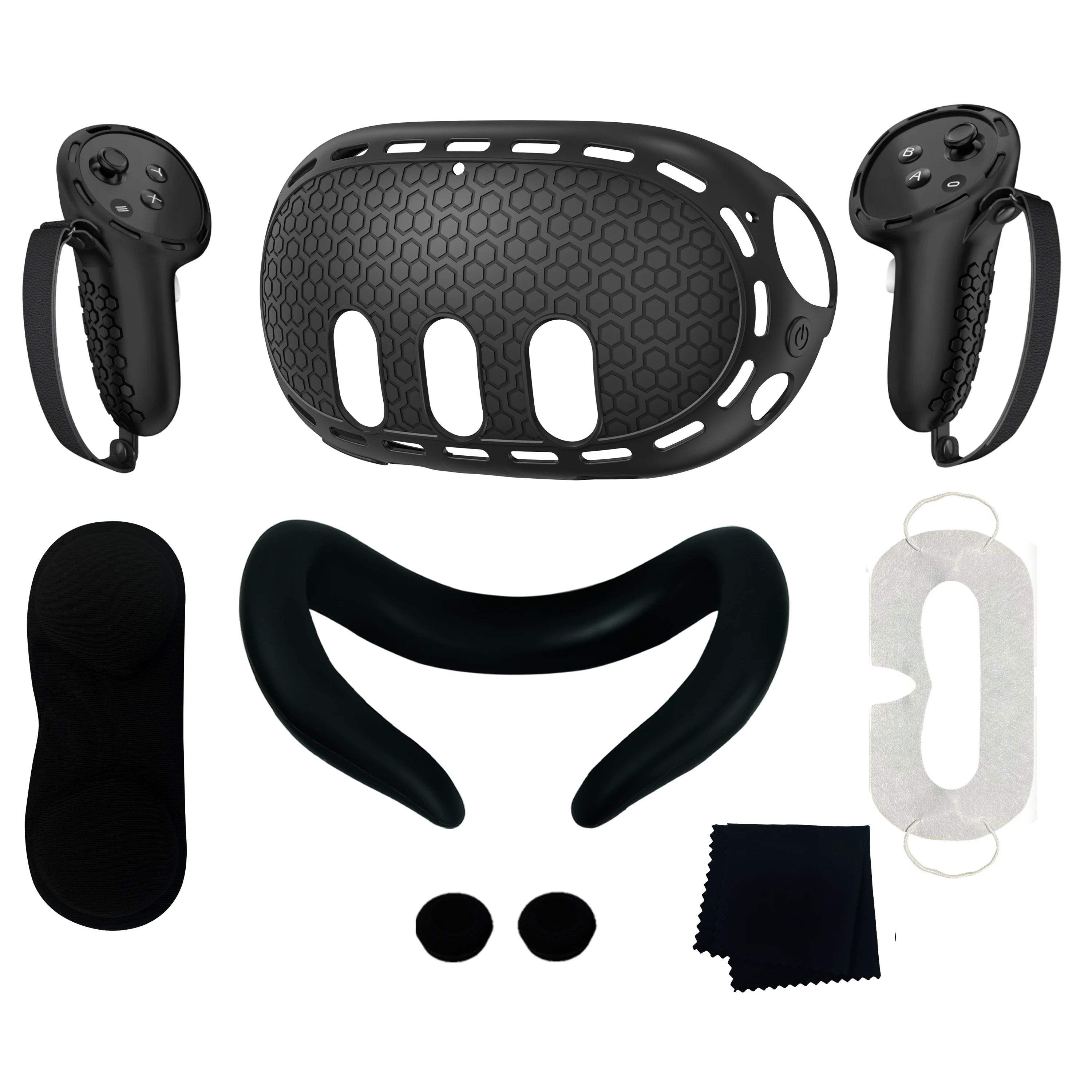 For Meta Quest 3 Silicone Protective Shell 7 IN 1 Set Controller Grip Cover Tempered Glass Film Face Case Lens Cap VR Accessory