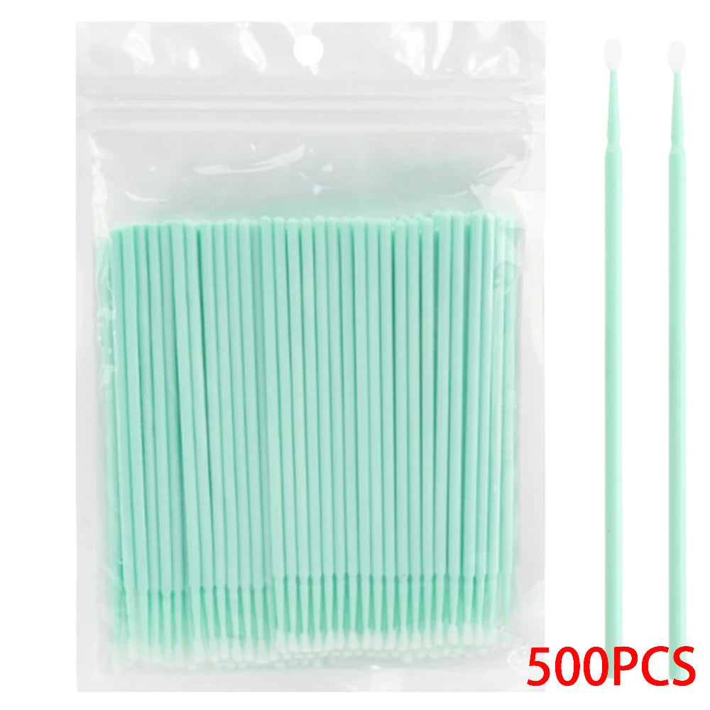 500/1000PCS Eyelash Brushes Crystal Swab Microbrushes Eyelash Extension Brush Grafting Lash Removing Applicators Makeup Tool