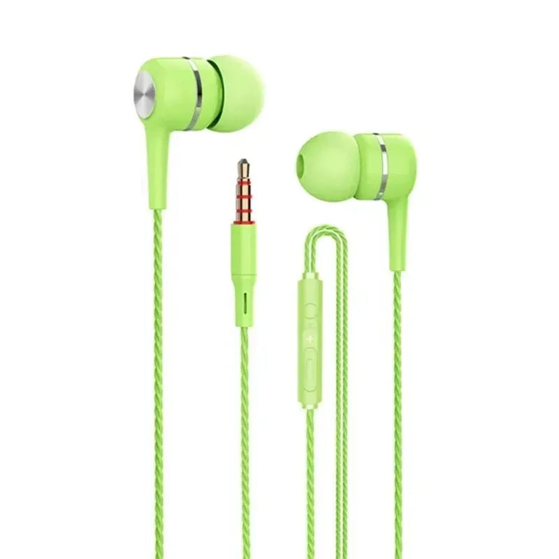 Green Color 3.5mm In-Ear Wired Earphones With Mic – Heavy Bass