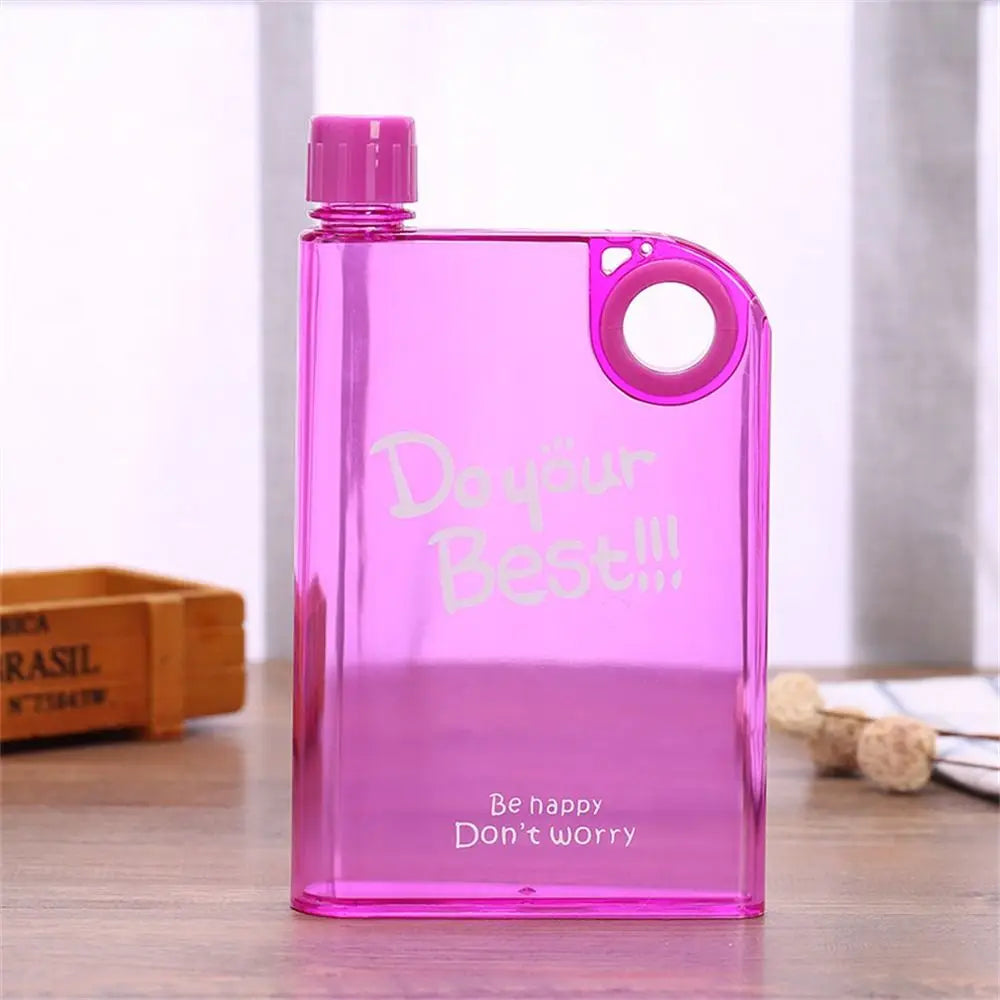 380ml Transparent Flat Water Bottle Plastic Travel Bicycle Drinking Juice Cup Reusable Portable Bottle BPA-free Sports Kettle