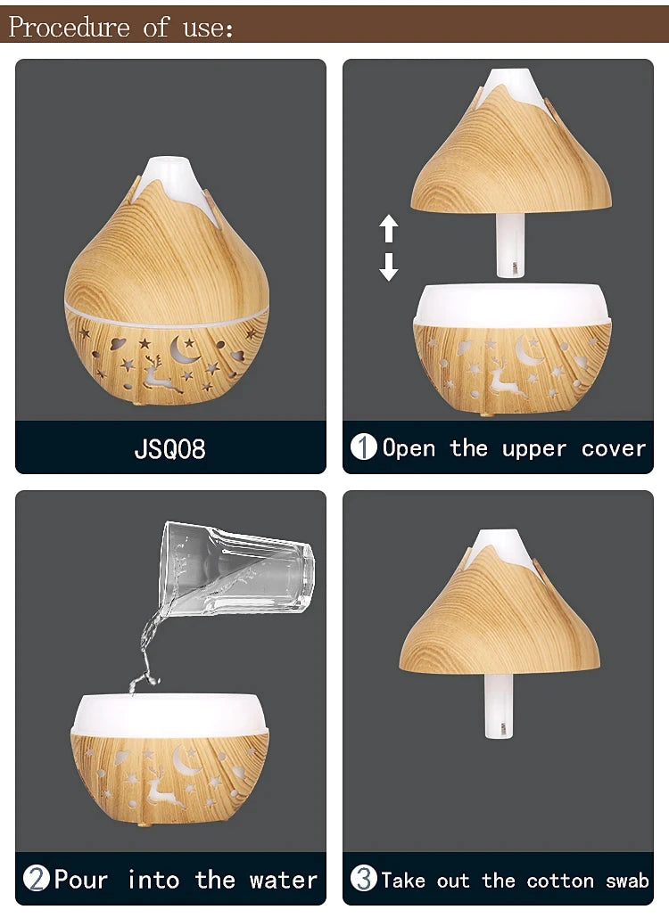USB Ultrasonic Cool Mist Sprayer Essential Oil Fragrance 200ml Mini Home Wood Grain Air Humidifier Electric Air Aroma Diffuser