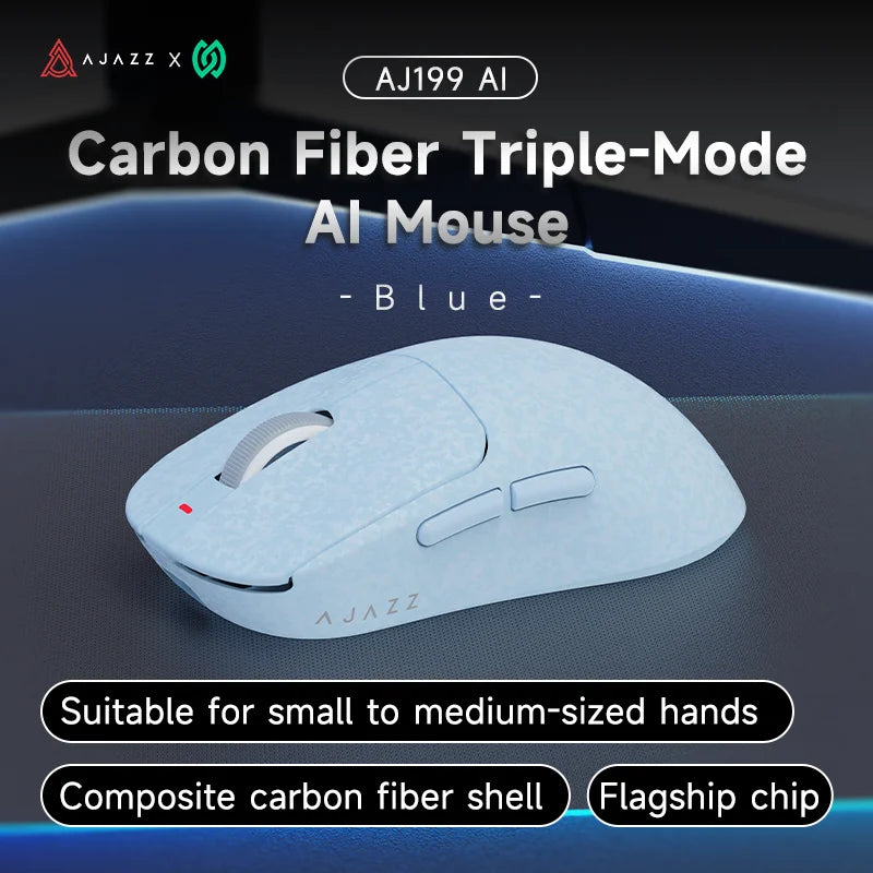 AJAZZ AJ199/AI Three-Mode Gaming Mouse 24000DPI/PAW3311 Sensor/Carbon Fiber Ultra-Thin Design /2.4G+ Bluetooth 5.0+ Wired Mouse