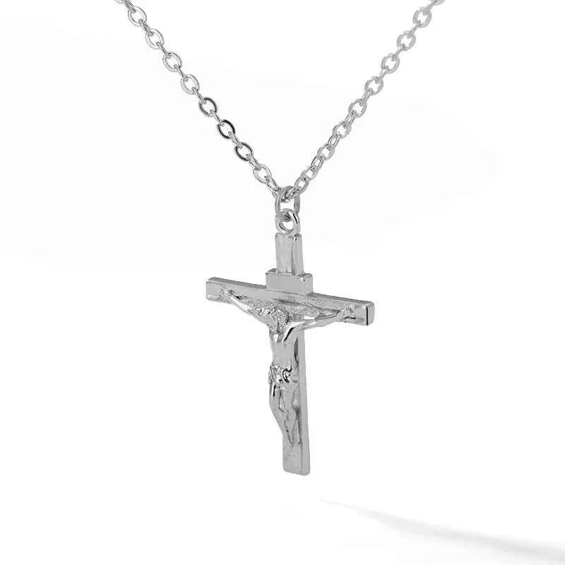 Cross Necklace 18K Gold Plated Religious Pendant Unisex Church Jewelry Gift Hypoallergenic Non-Fading Chain