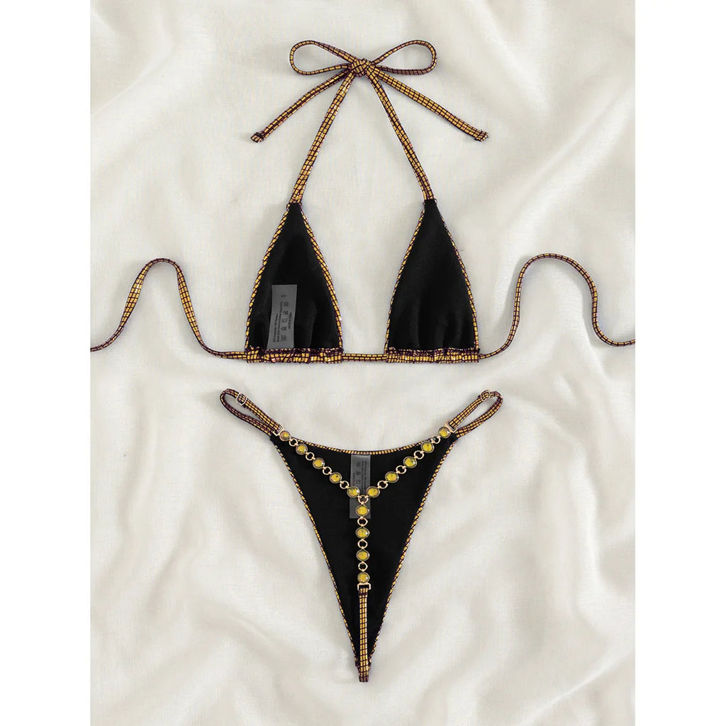 Sexy Diamond Extreme String Mini Micro Bikini Women Swimwear Female Swimsuit Two-piece Bikini set Bather Bathing Suit Swim V5180