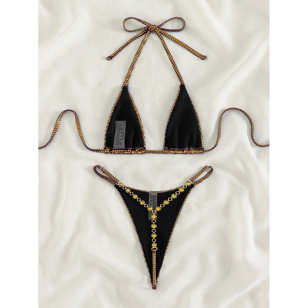 Sexy Diamond Extreme String Mini Micro Bikini Women Swimwear Female Swimsuit Two-piece Bikini set Bather Bathing Suit Swim V5180