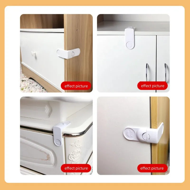 Baby Safety Lock Drawer Anti-Pinching Hand Cabinet Drawer Locks Plastic White Safety Buckle for Children Security Protection