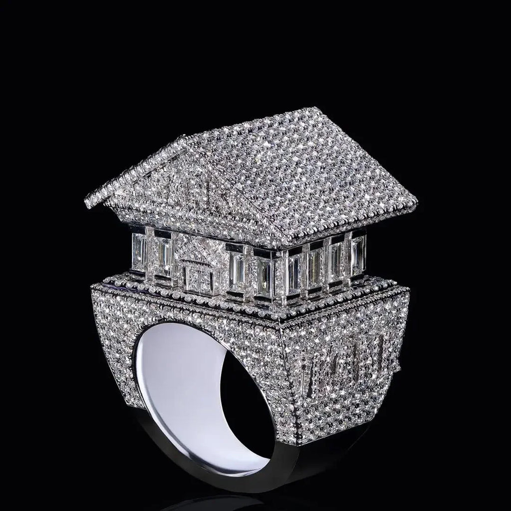 Custom Mansion House Design Iced Out Ring 925 Sterling Silver VVS Moissanite Diamonds Hip Hop Jewelry Luxury Men Women Gift