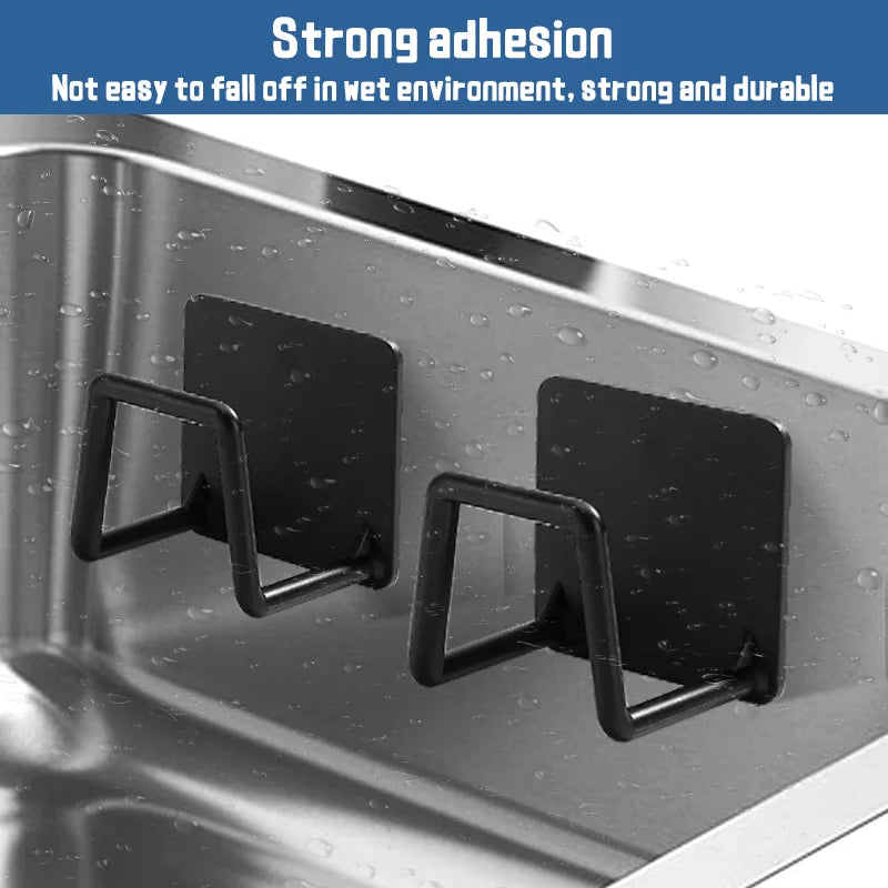 1-6PCS Kitchen Organizer Sponger Holder Punch-free Sink Drain Sponge Holder Wire Ball Rag Brush Organizer Wall Hook Kitchen Tool